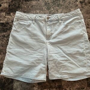 Vintage Lee Striped Light Blue and White Denim Shorts